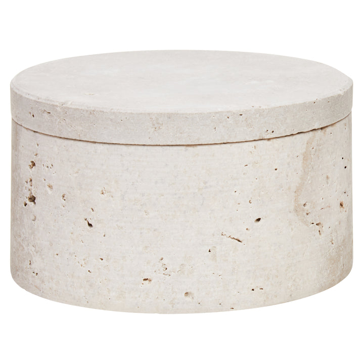 Avola Travertine Round Trinket Box