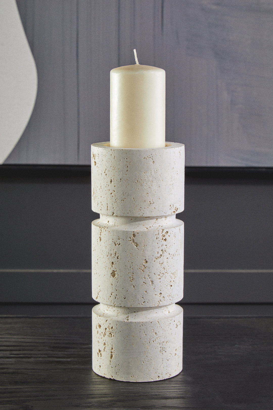 Avola Travertine Small Candle Holder