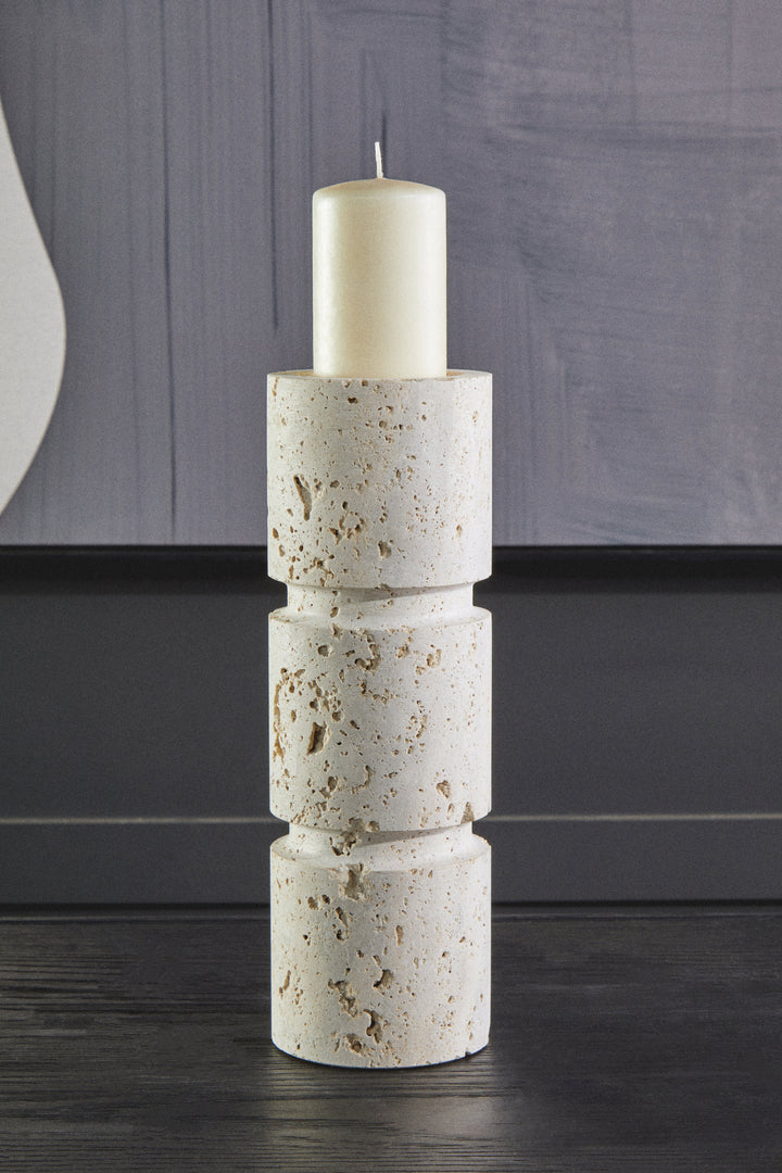 Avola Travertine Large Candle Holder