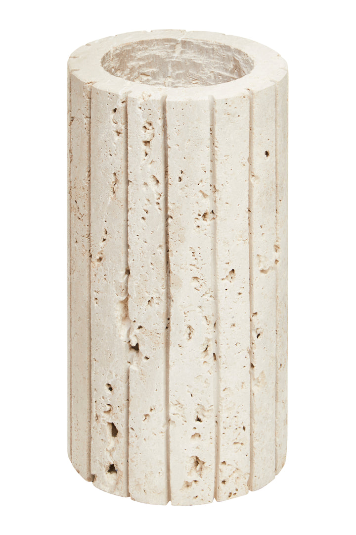 Avola Travertine Ribbed Vase