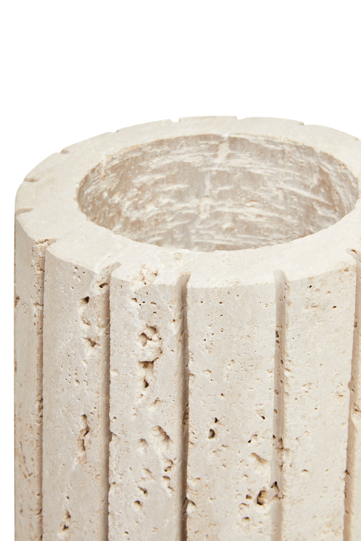 Avola Travertine Ribbed Vase