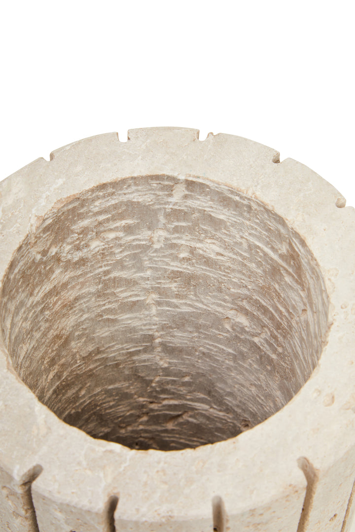Avola Travertine Ribbed Vase