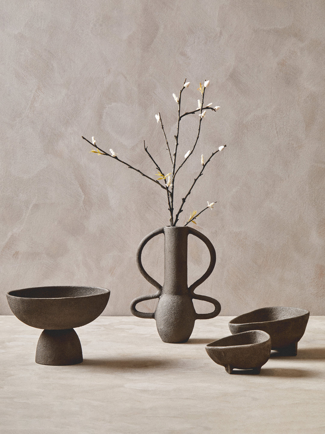 Urbino Small Textured Grey Pedestal Bowl