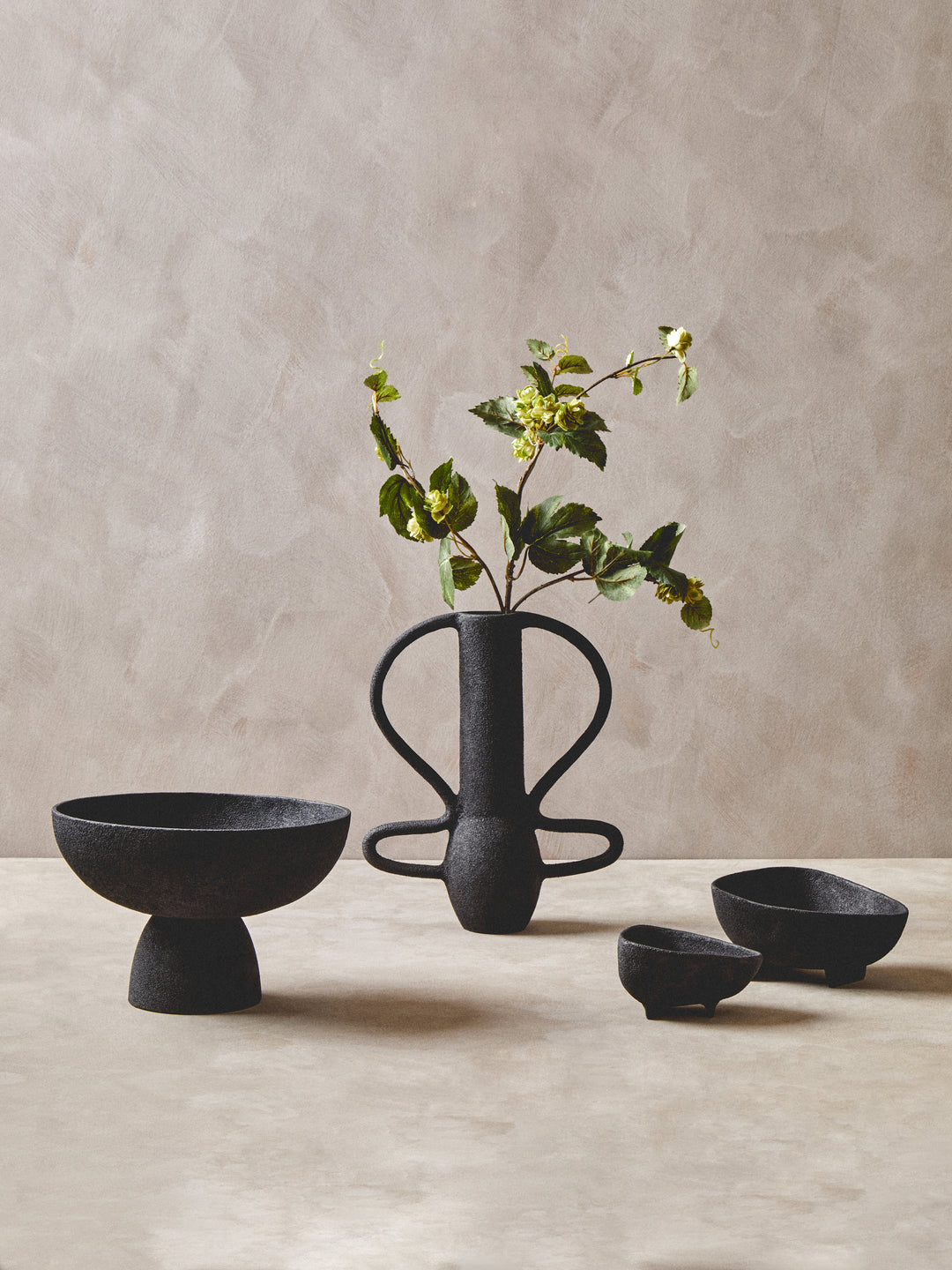 Urbino Large Textured Black Pedestal Bowl