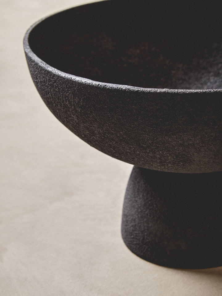 Urbino Large Textured Black Pedestal Bowl