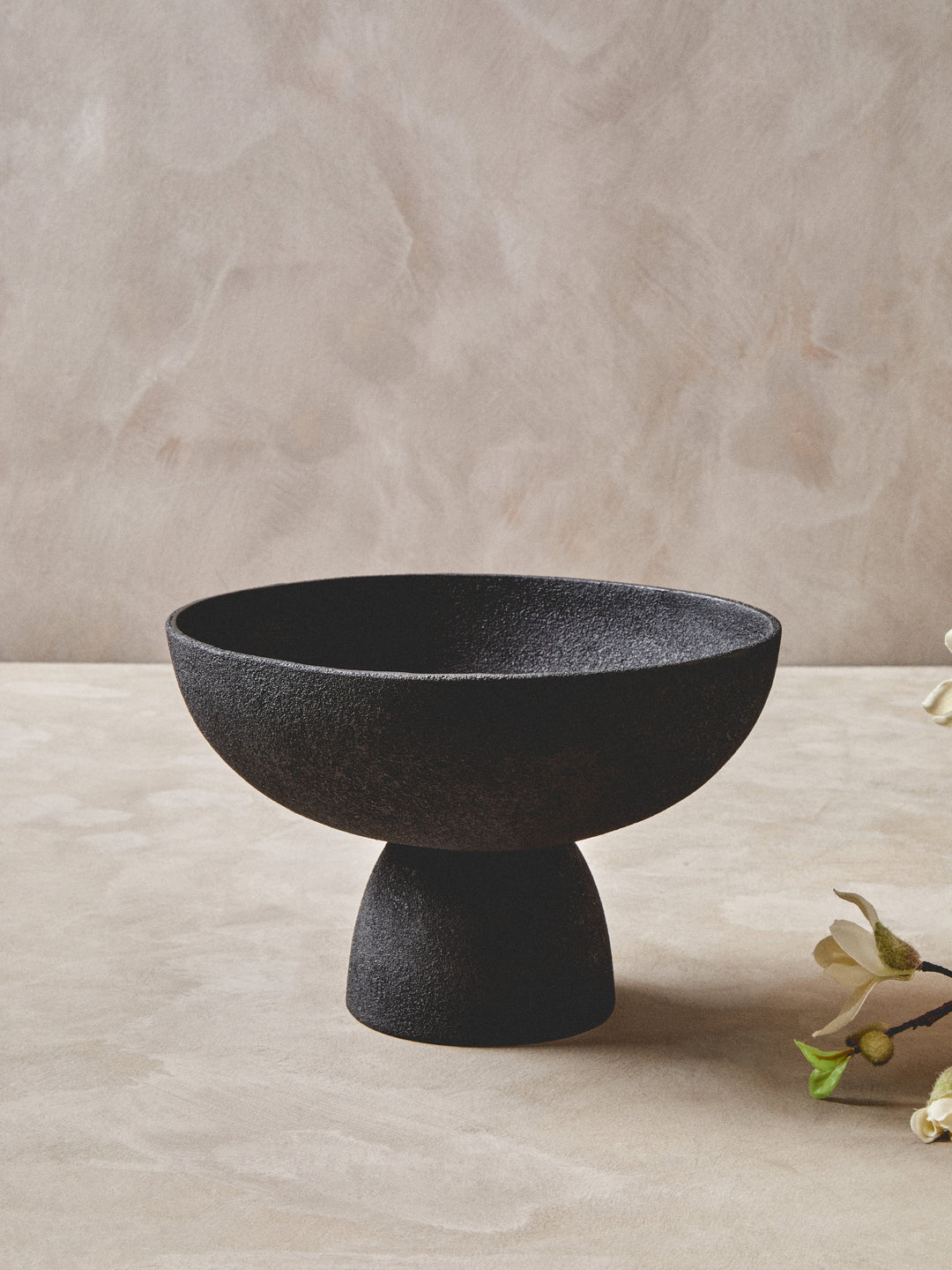 Urbino Large Textured Black Pedestal Bowl