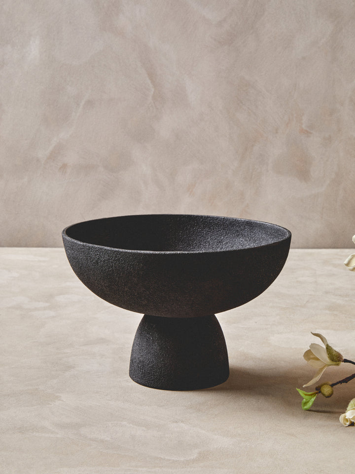 Urbino Large Textured Black Pedestal Bowl