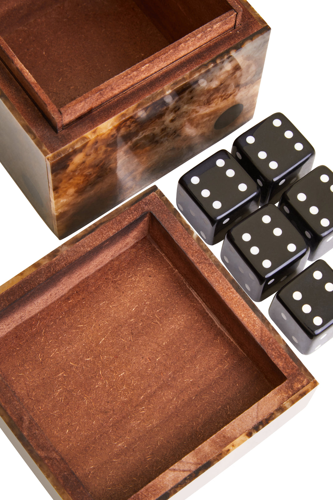 Atri Brown Finish Dice Box With Five Dice