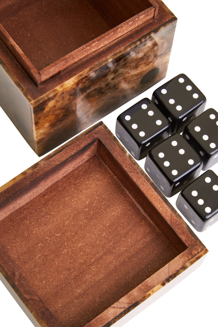 Atri Brown Finish Dice Box With Five Dice