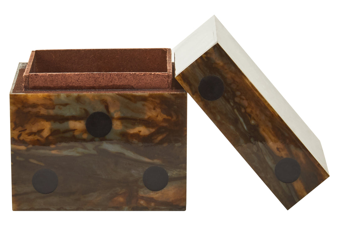 Atri Brown Finish Dice Box With Five Dice