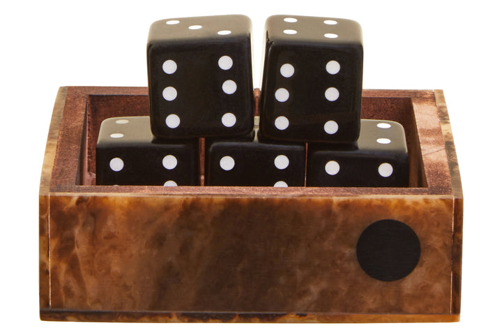 Atri Brown Finish Dice Box With Five Dice