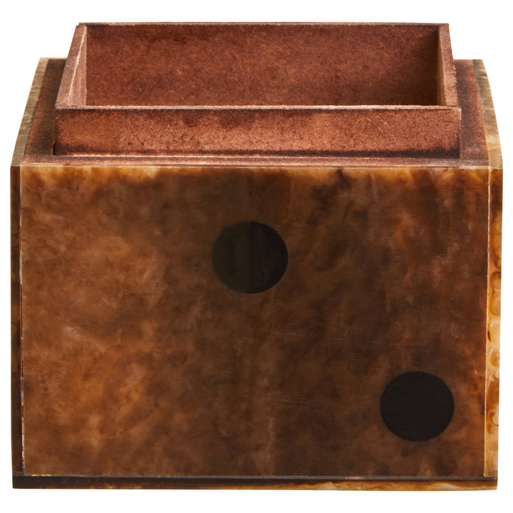 Atri Brown Finish Dice Box With Five Dice