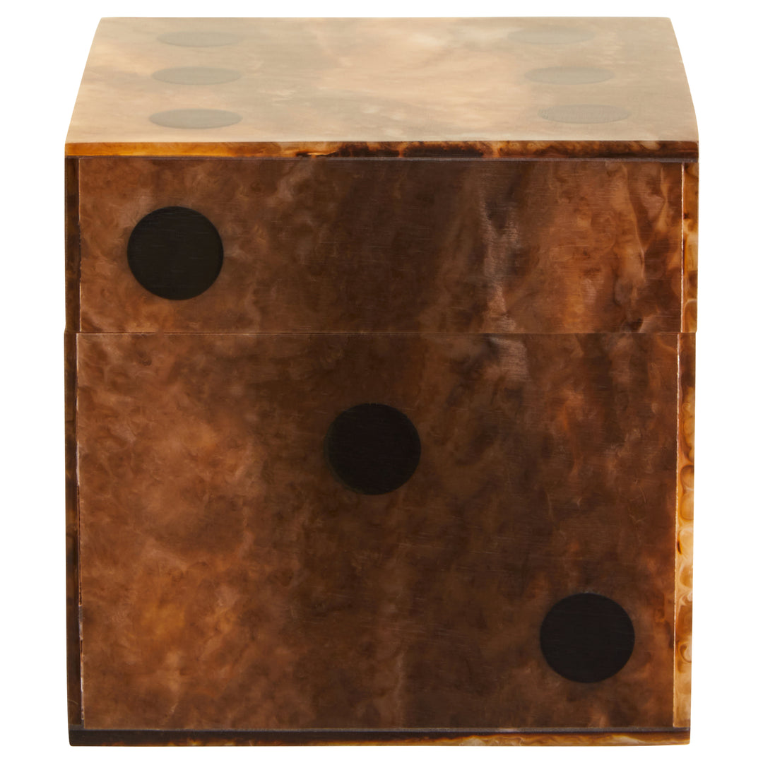 Atri Brown Finish Dice Box With Five Dice