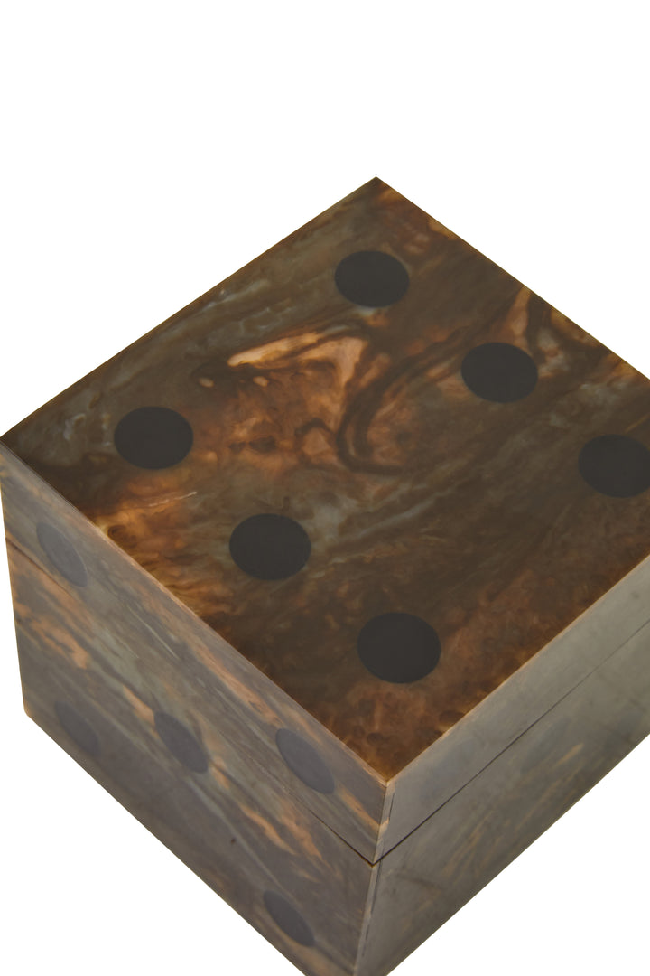 Atri Brown Finish Dice Box With Five Dice