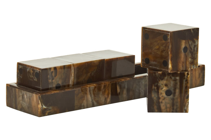 Atri Brown and Black Finish Five Dice Set