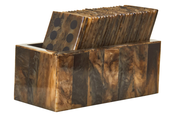 Atri Brown and Black Finish Domino Set