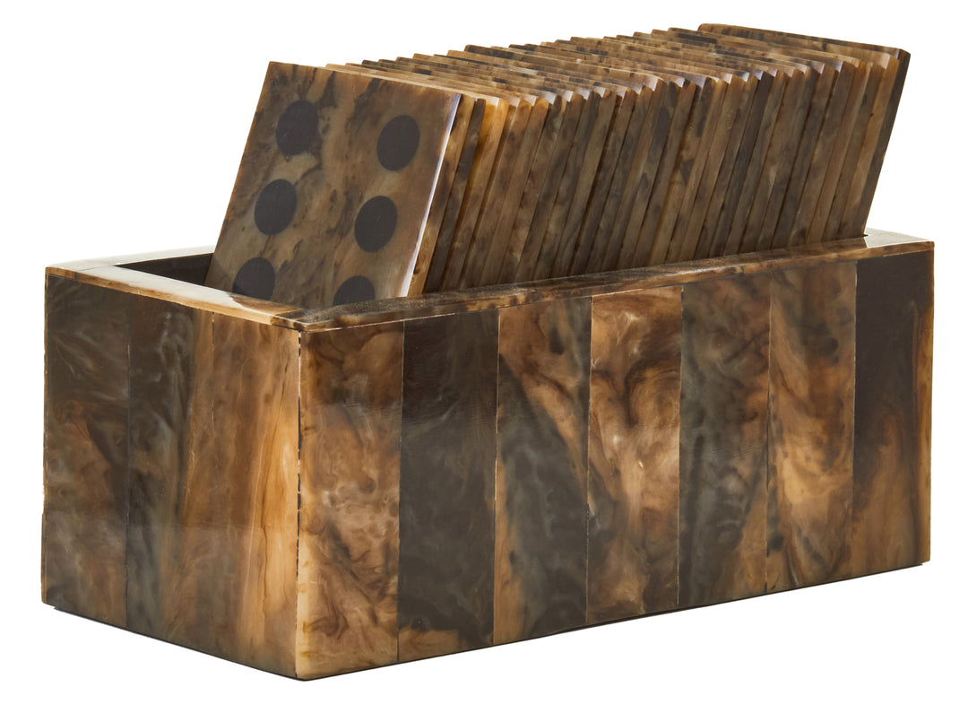 Atri Brown and Black Finish Domino Set