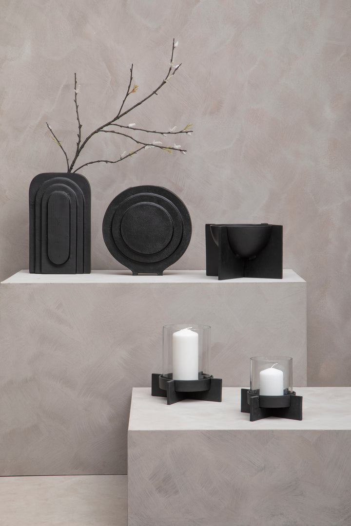 Remo Round Matte Black Finish Vase