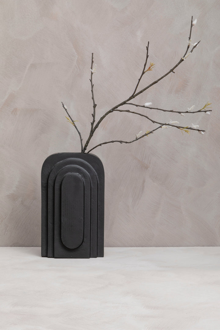 Remo Tall Matte Black Finish Vase