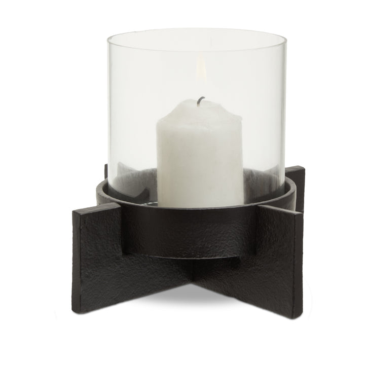 Remo Small Matte Black Finish Candle Holder