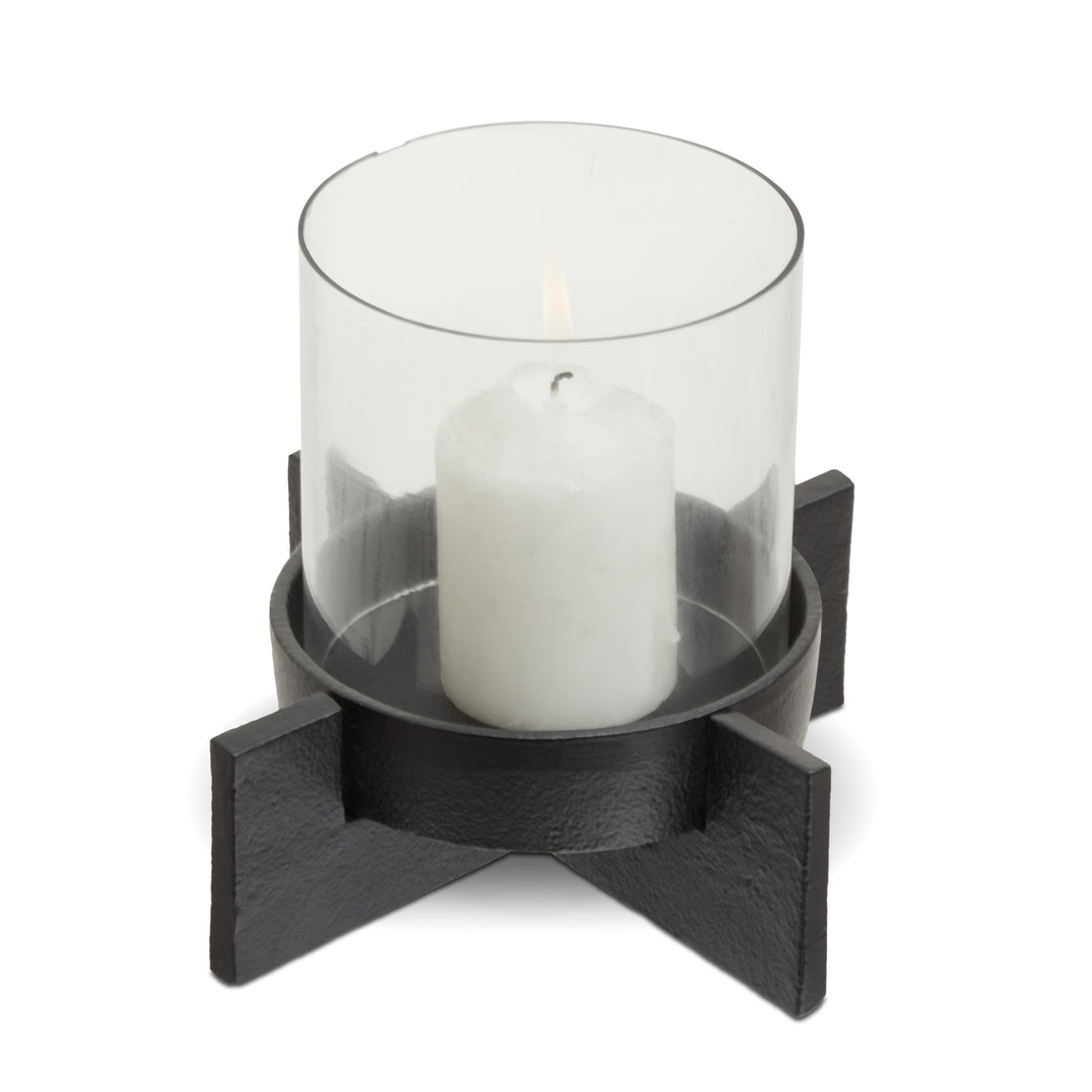 Remo Small Matte Black Finish Candle Holder