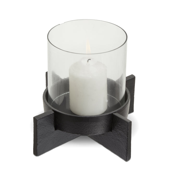 Remo Small Matte Black Finish Candle Holder