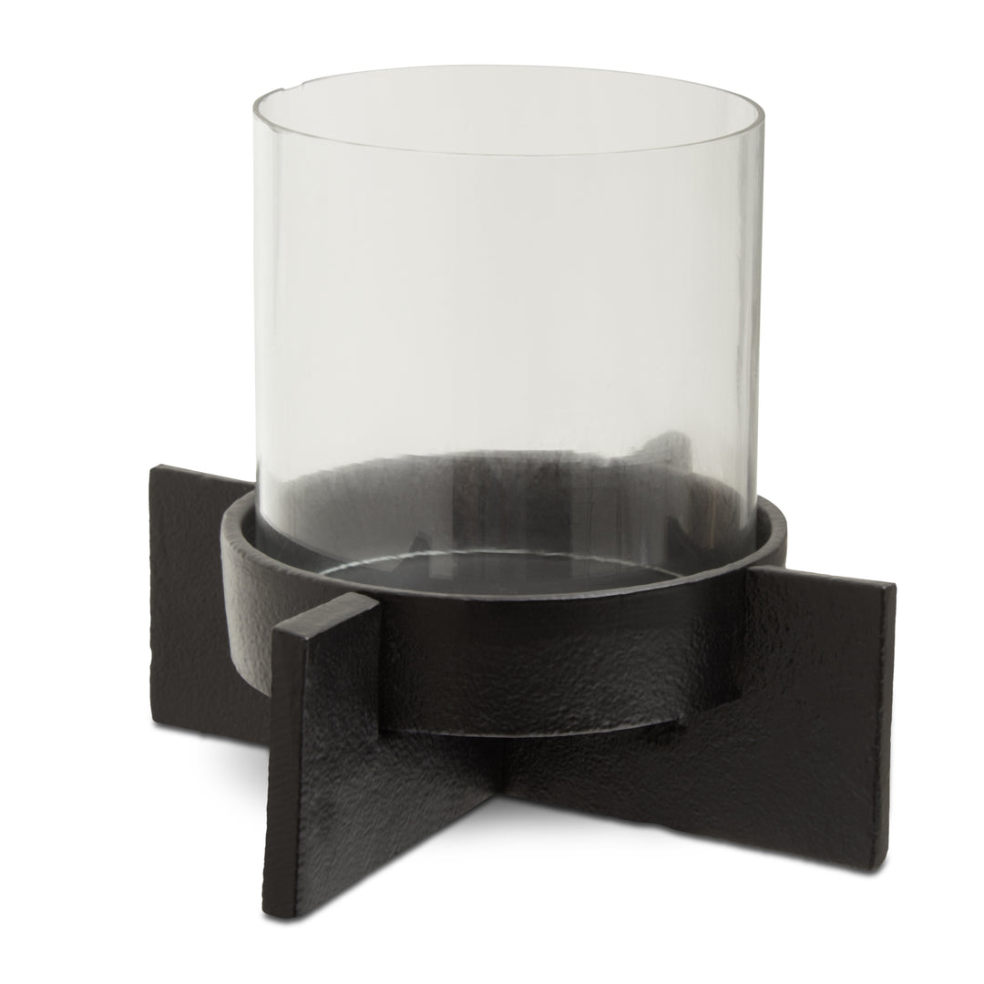 Remo Small Matte Black Finish Candle Holder