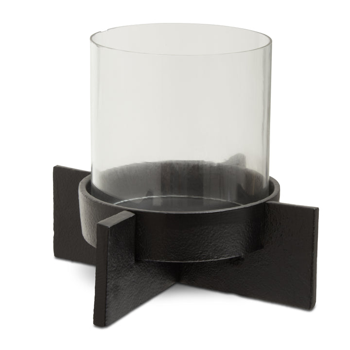 Remo Small Matte Black Finish Candle Holder