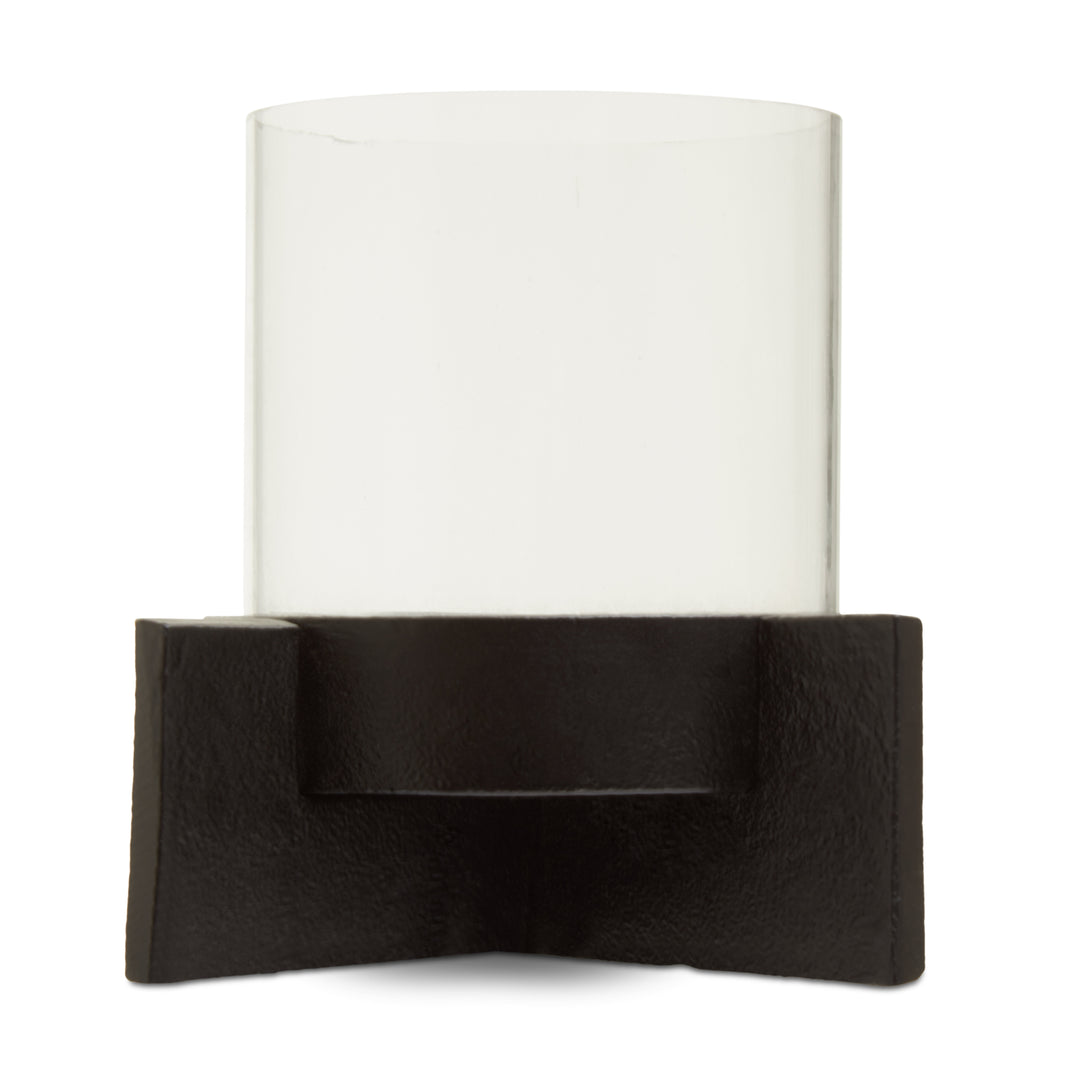 Remo Small Matte Black Finish Candle Holder