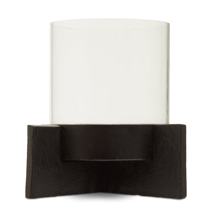 Remo Small Matte Black Finish Candle Holder