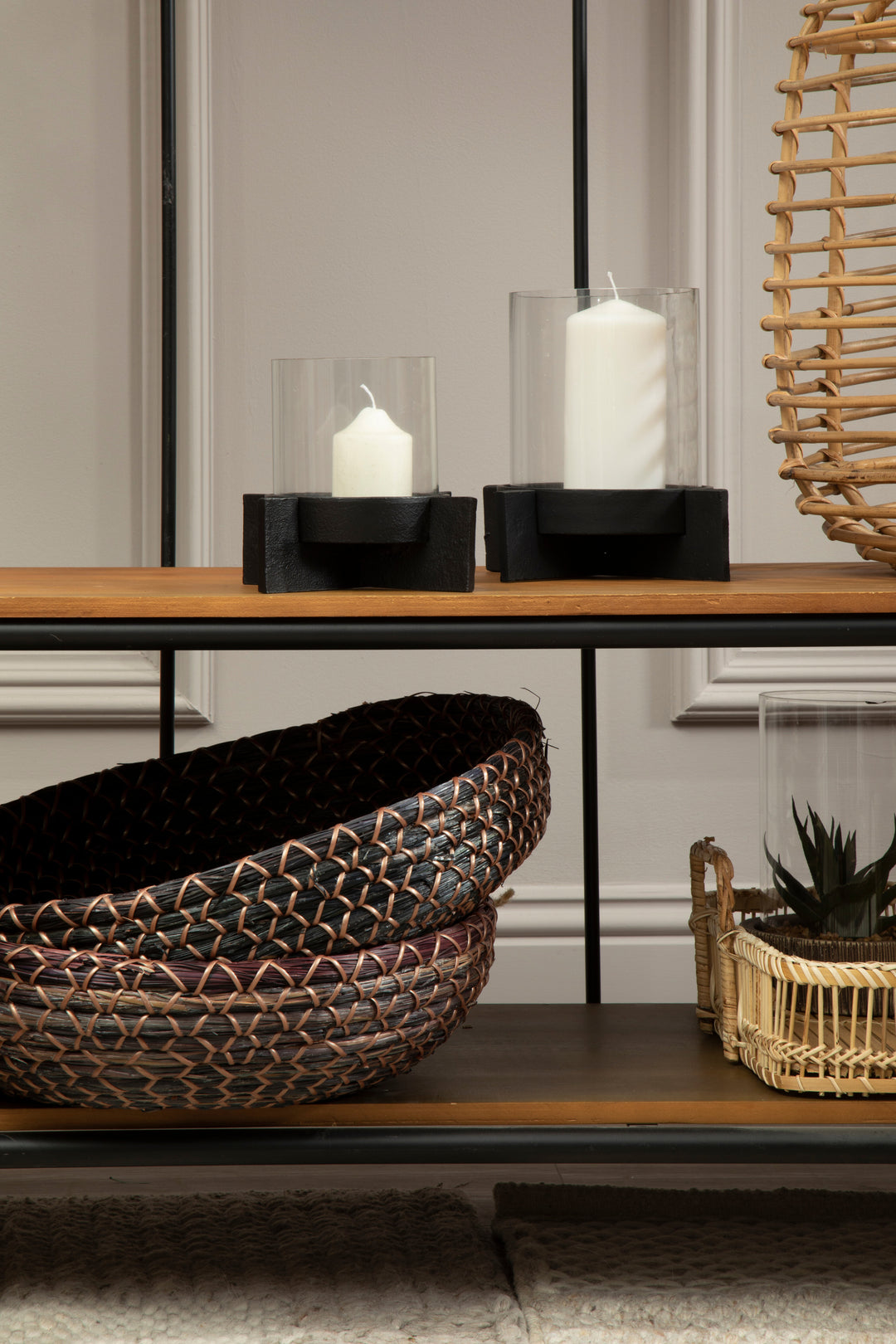 Remo Small Matte Black Finish Candle Holder