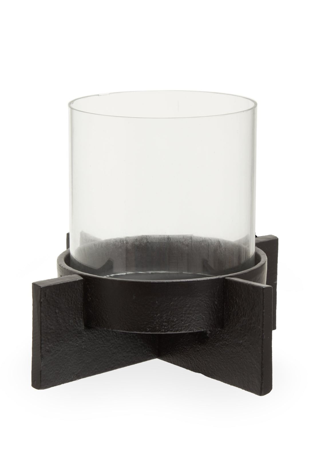 Remo Small Matte Black Finish Candle Holder