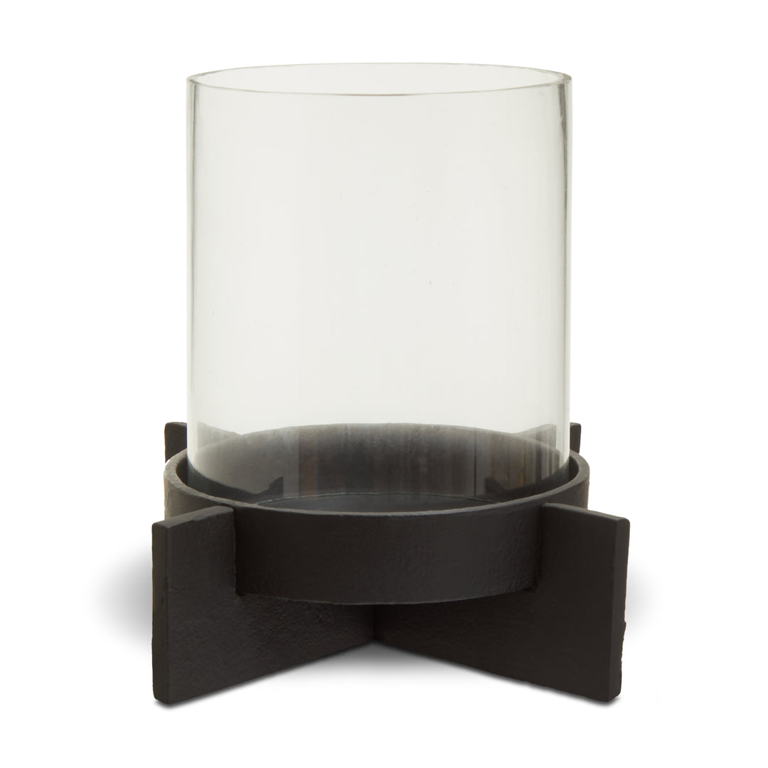 Remo Large Matte Black Finish Candle Holder