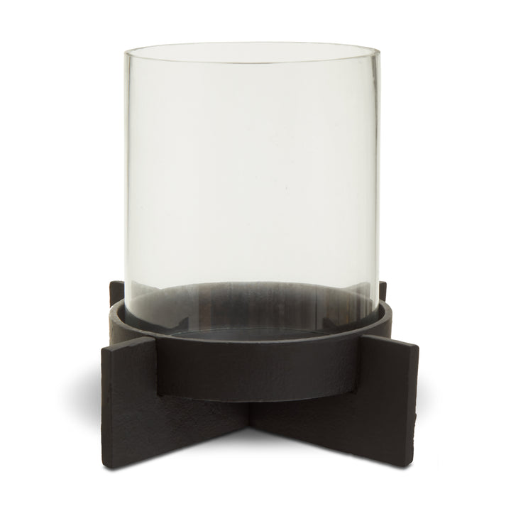 Remo Large Matte Black Finish Candle Holder