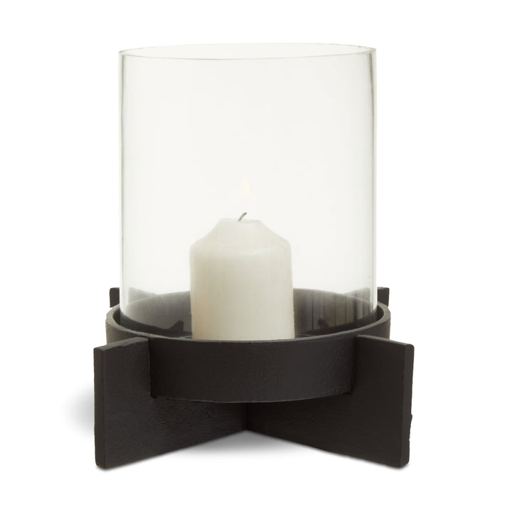 Remo Large Matte Black Finish Candle Holder