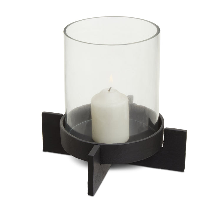 Remo Large Matte Black Finish Candle Holder