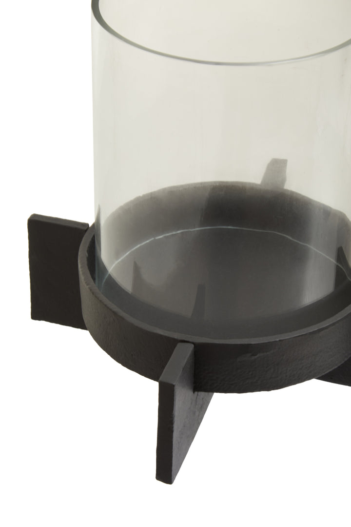 Remo Large Matte Black Finish Candle Holder