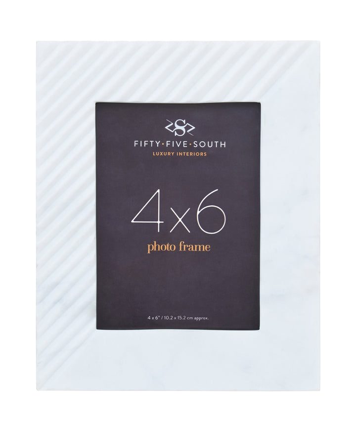 Forio Small Ribbed White Marble Photo Frame