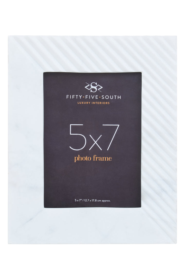 Forio Large Ribbed White Marble Photo Frame