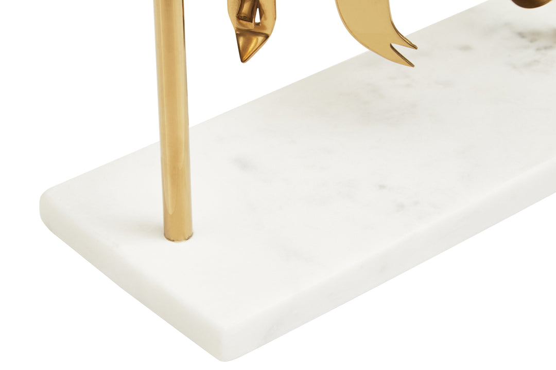 Soho White Marble And Gold Bar Tools