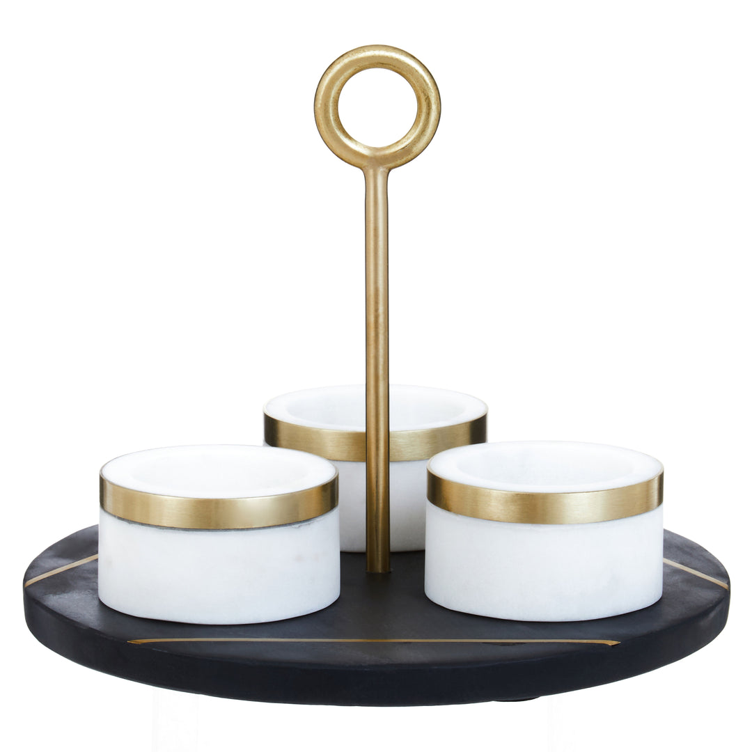Soho Condiment Set with Black Slate Serving Tray