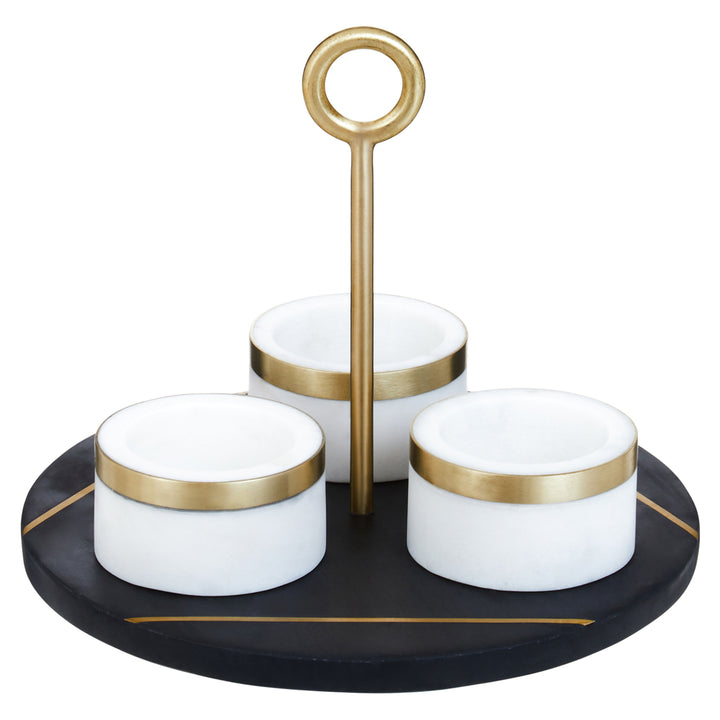 Soho Condiment Set with Black Slate Serving Tray