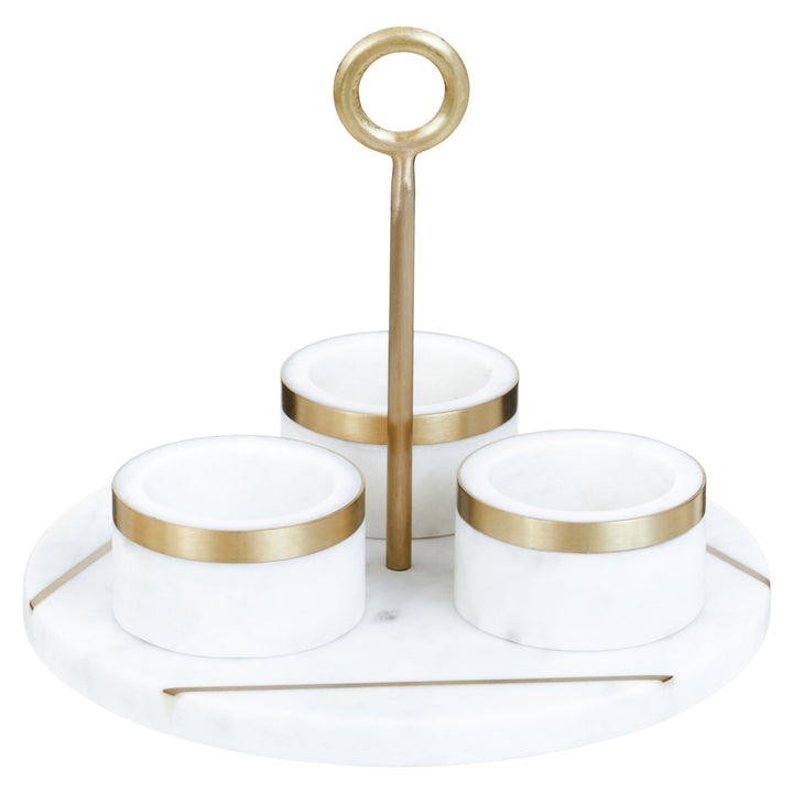 Soho Condiment Set with White Marble Serving Tray