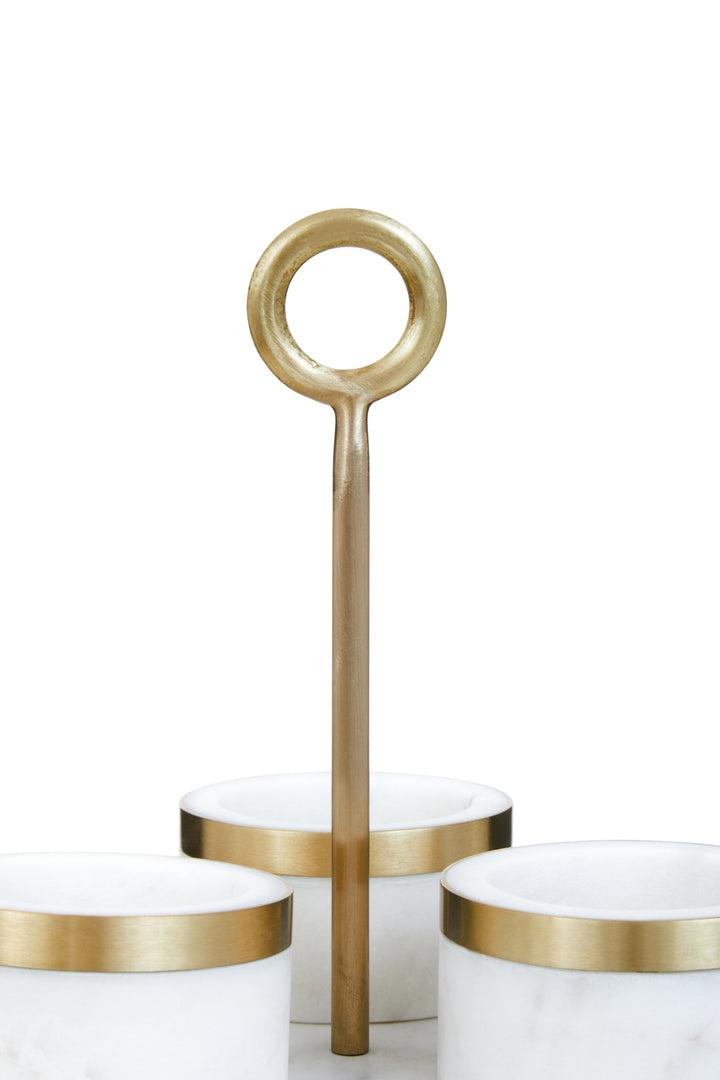 Soho Condiment Set with White Marble Serving Tray