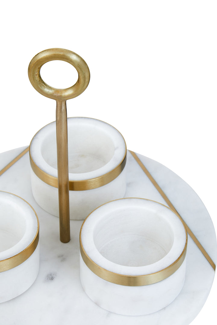 Soho Condiment Set with White Marble Serving Tray
