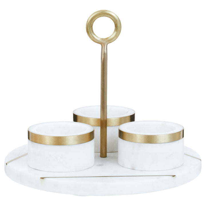 Soho Condiment Set with White Marble Serving Tray