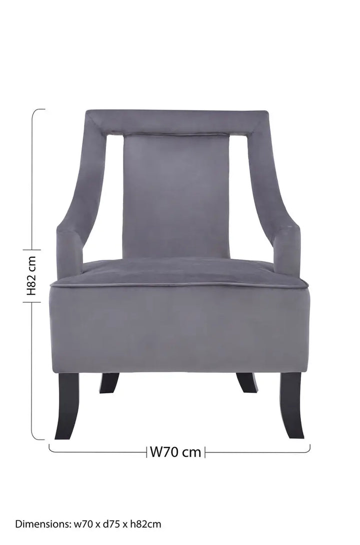 Piave Grey Velvet Chair