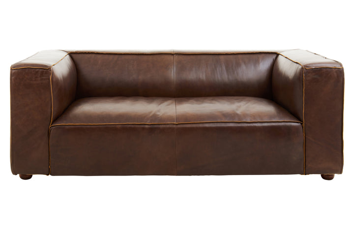 Tuscania Two Seater Brown Leather Sofa