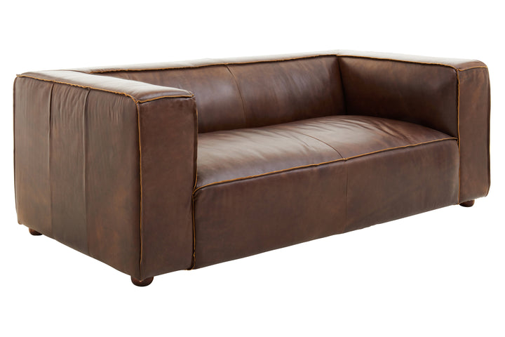 Tuscania Two Seater Brown Leather Sofa