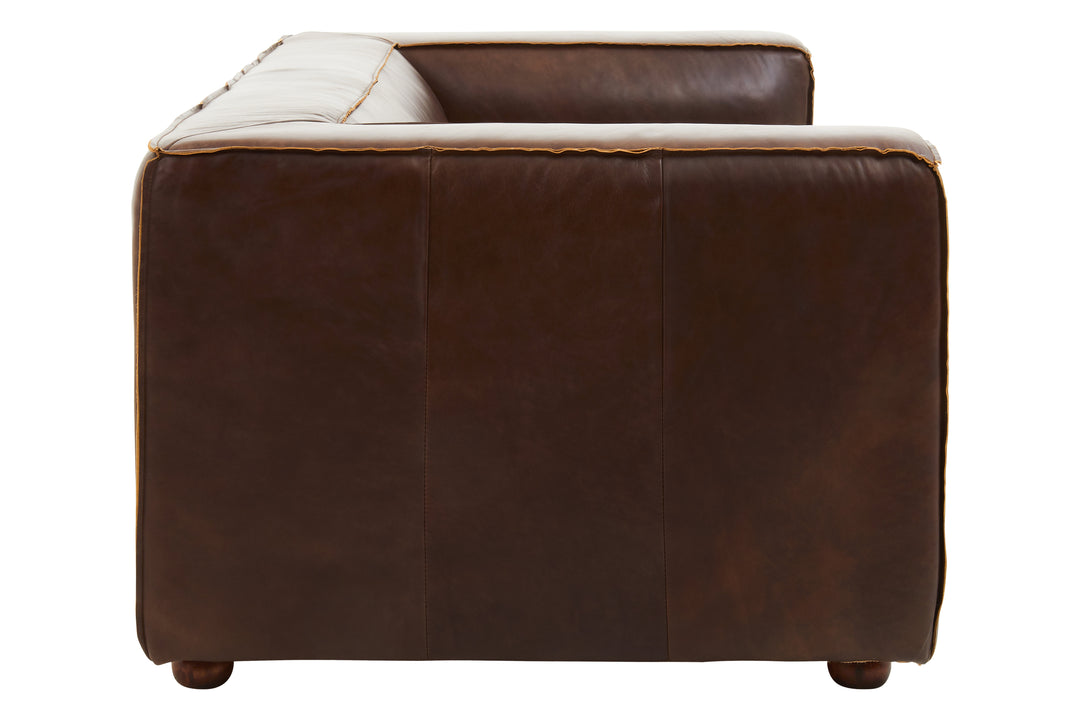 Tuscania Two Seater Brown Leather Sofa